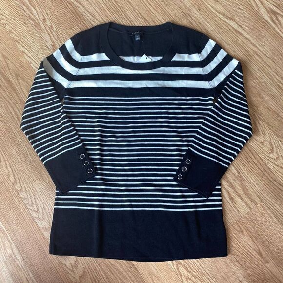 Talbots Black and White Stripe Shirt XS - Picture 1 of 7
